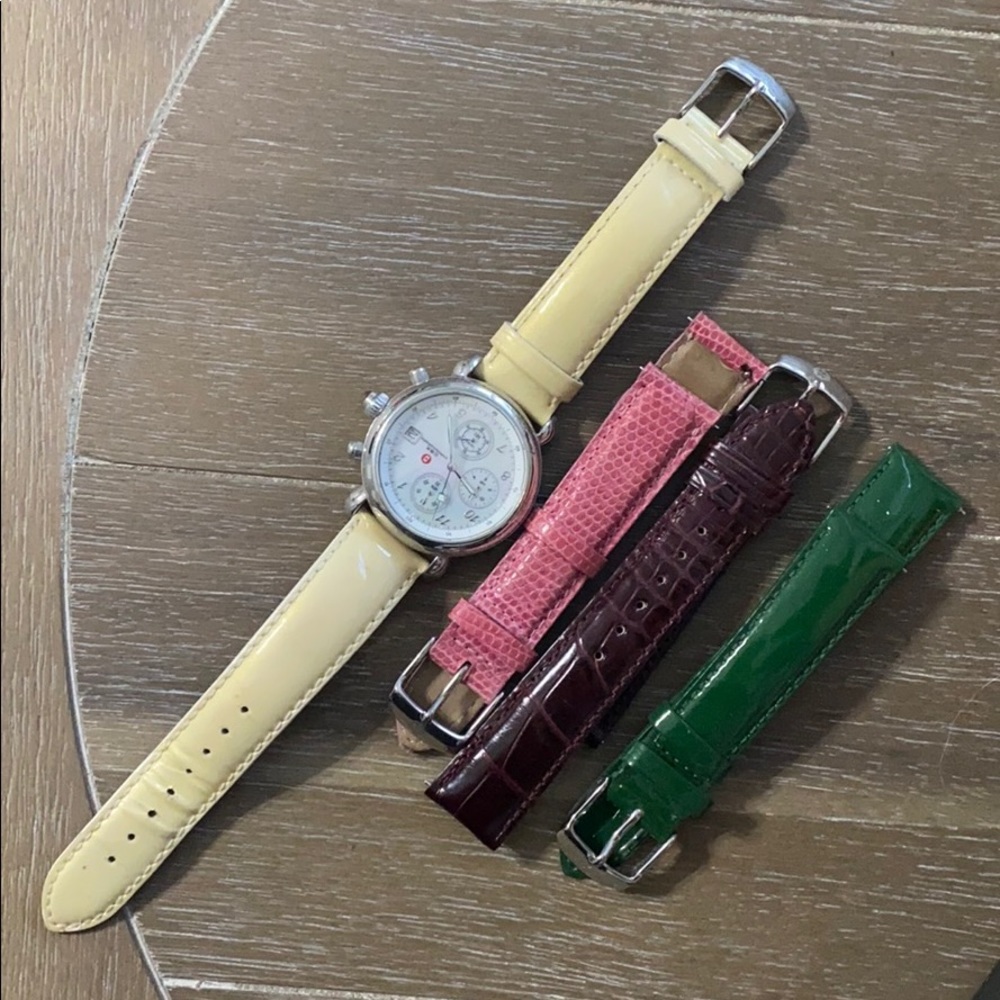 Michele watch with 3 extra Michele brand bands